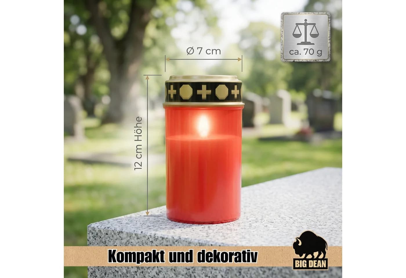 BigDean LED Grabkerze 3er Set mit Flackereffekt und IP44 Schutz - Bild 3