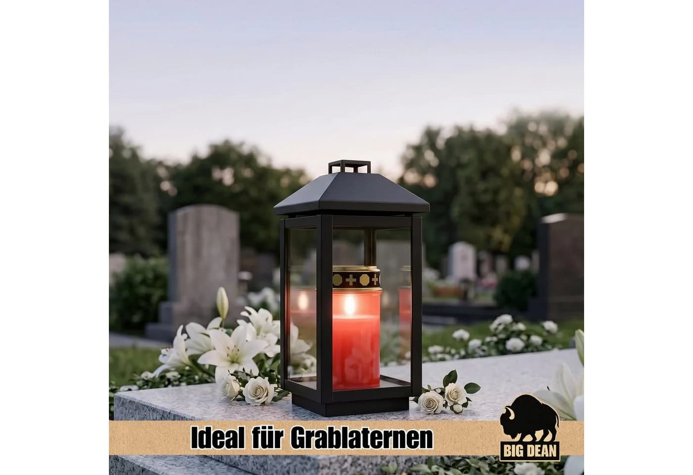 BigDean LED Grabkerze 3er Set mit Flackereffekt und IP44 Schutz - Bild 5
