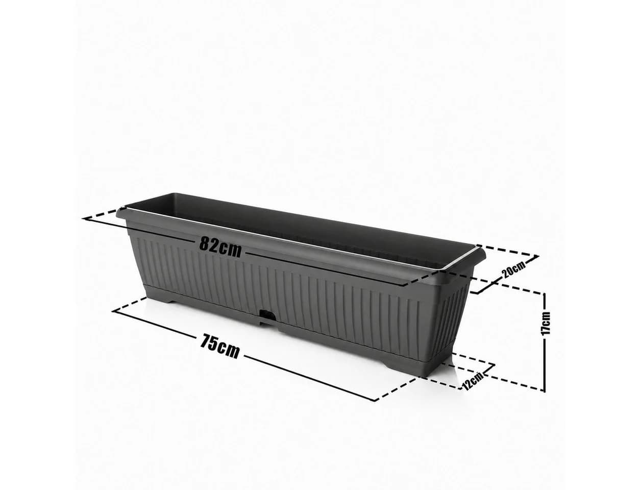 BigDean Blumenkasten 80cm Anthrazit mit Wasserspeicher - Bild 3