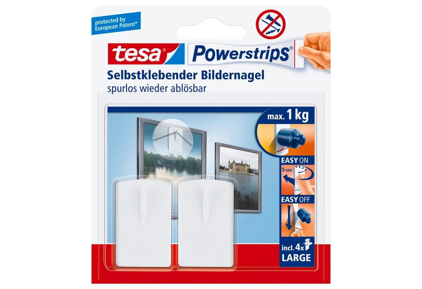 tesa Klebehaken Powerstrips Bilderhaken Weiß - Kleben statt Bohren - Bild 2