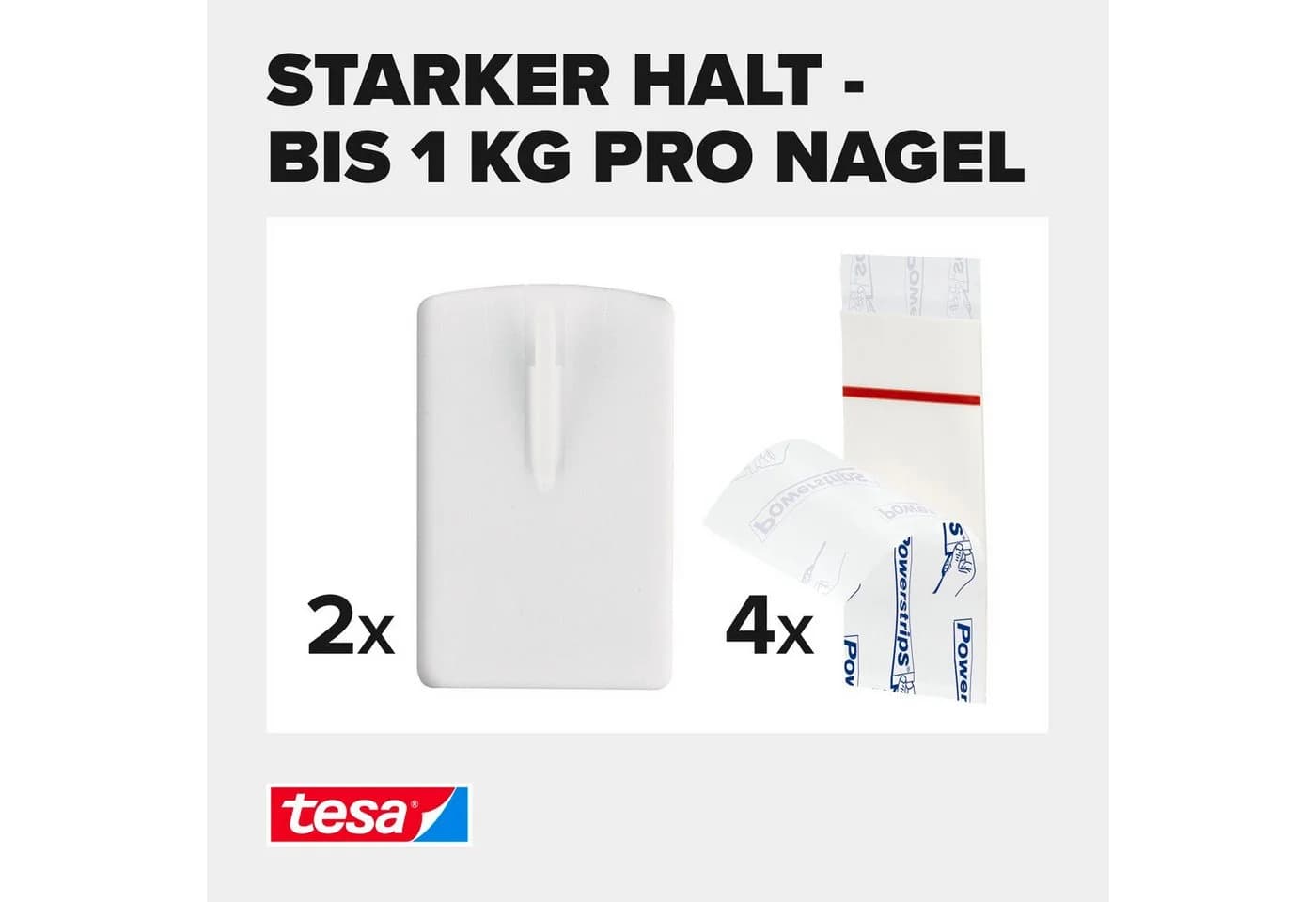 tesa Klebehaken Powerstrips Bilderhaken Weiß - Kleben statt Bohren - Bild 3