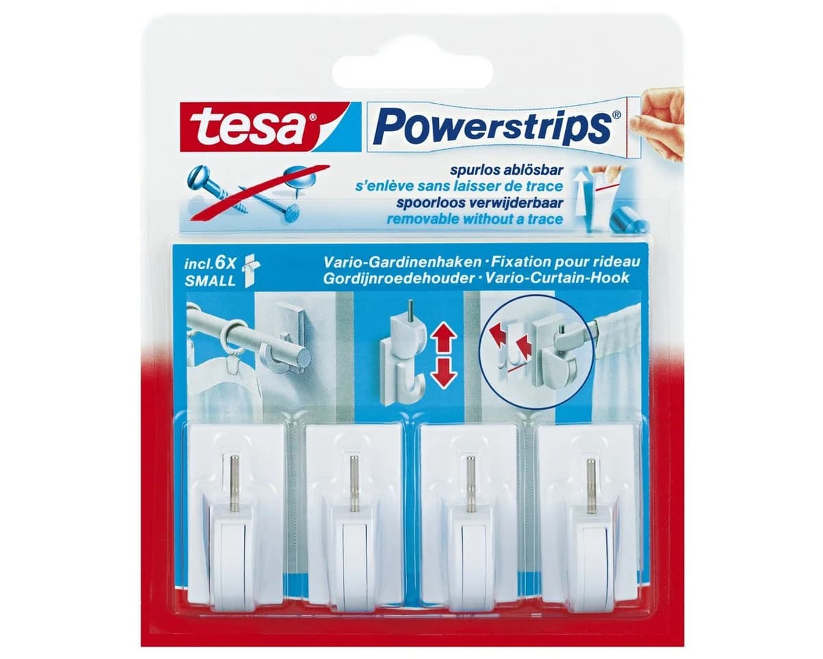 tesa POWERSTRIPS® Vario Gardinenhaken Weiß 4 St. - Bild 2