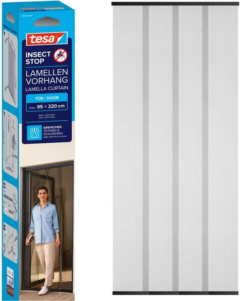 tesa Insektenschutz-Vorhang Lamellen Vorhang Anthrazit Transparent - Bild 3