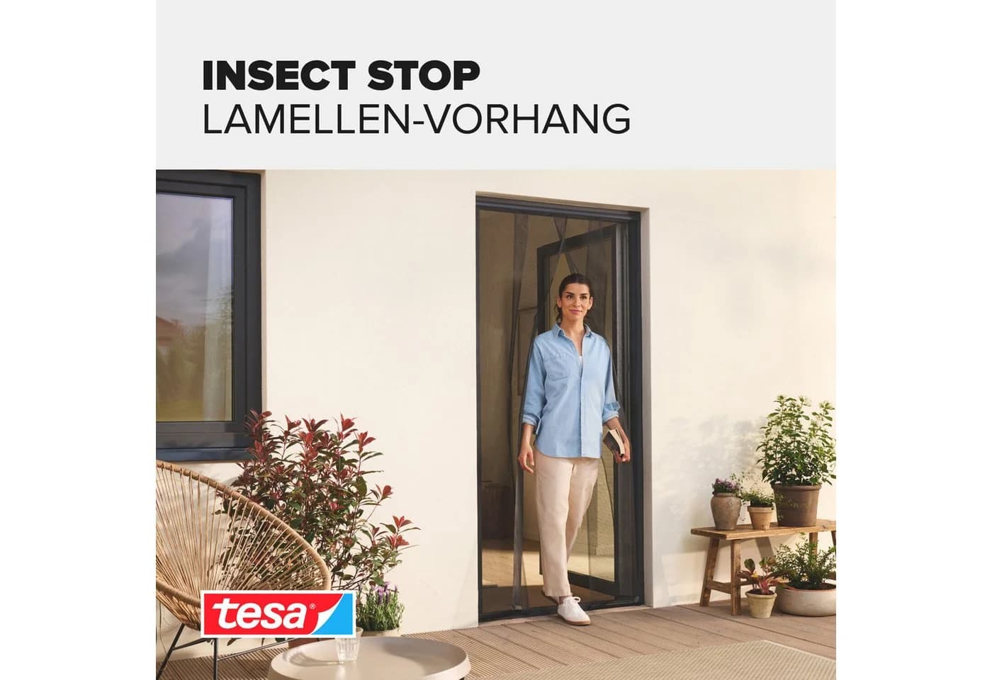 tesa Insektenschutz-Vorhang Lamellen Vorhang Anthrazit Transparent - Bild 5