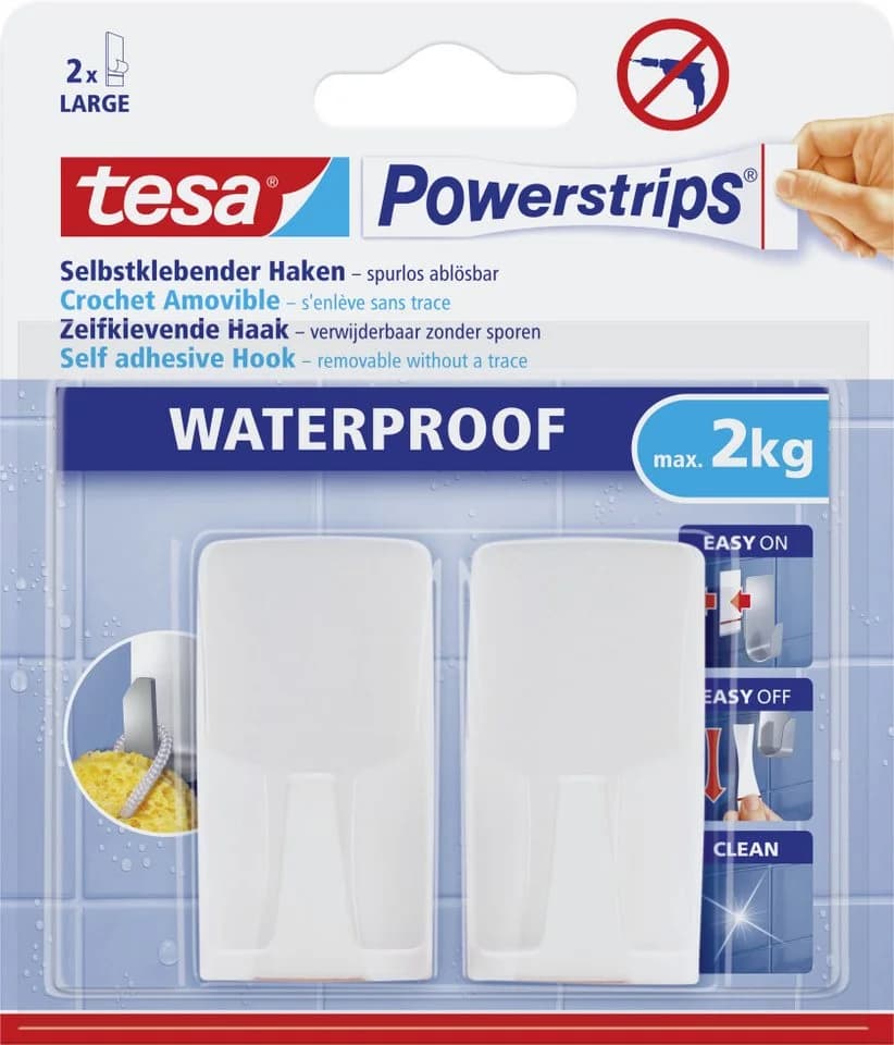 Tesa Klebehaken Powerstrip 2er-Set Wasserfest Weiß - Bild 4