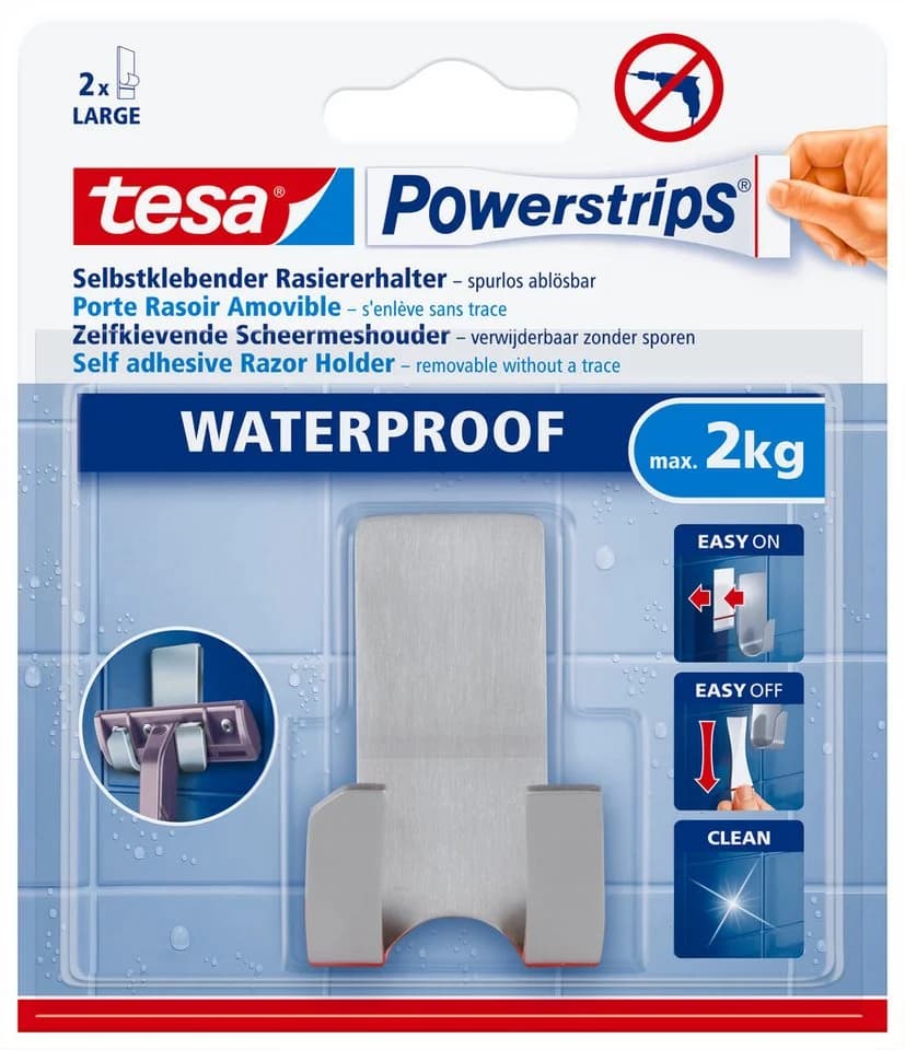 tesa Wandhaken POWERSTRIPS Rasiererhalter Silber-Matt Selbstklebend - Bild 2
