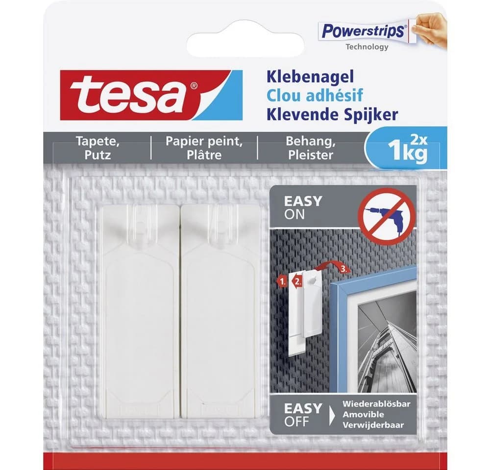 tesa Klebehaken 77773 Weiß - Bohrlöser Klebenagel für Tapeten - Bild 2
