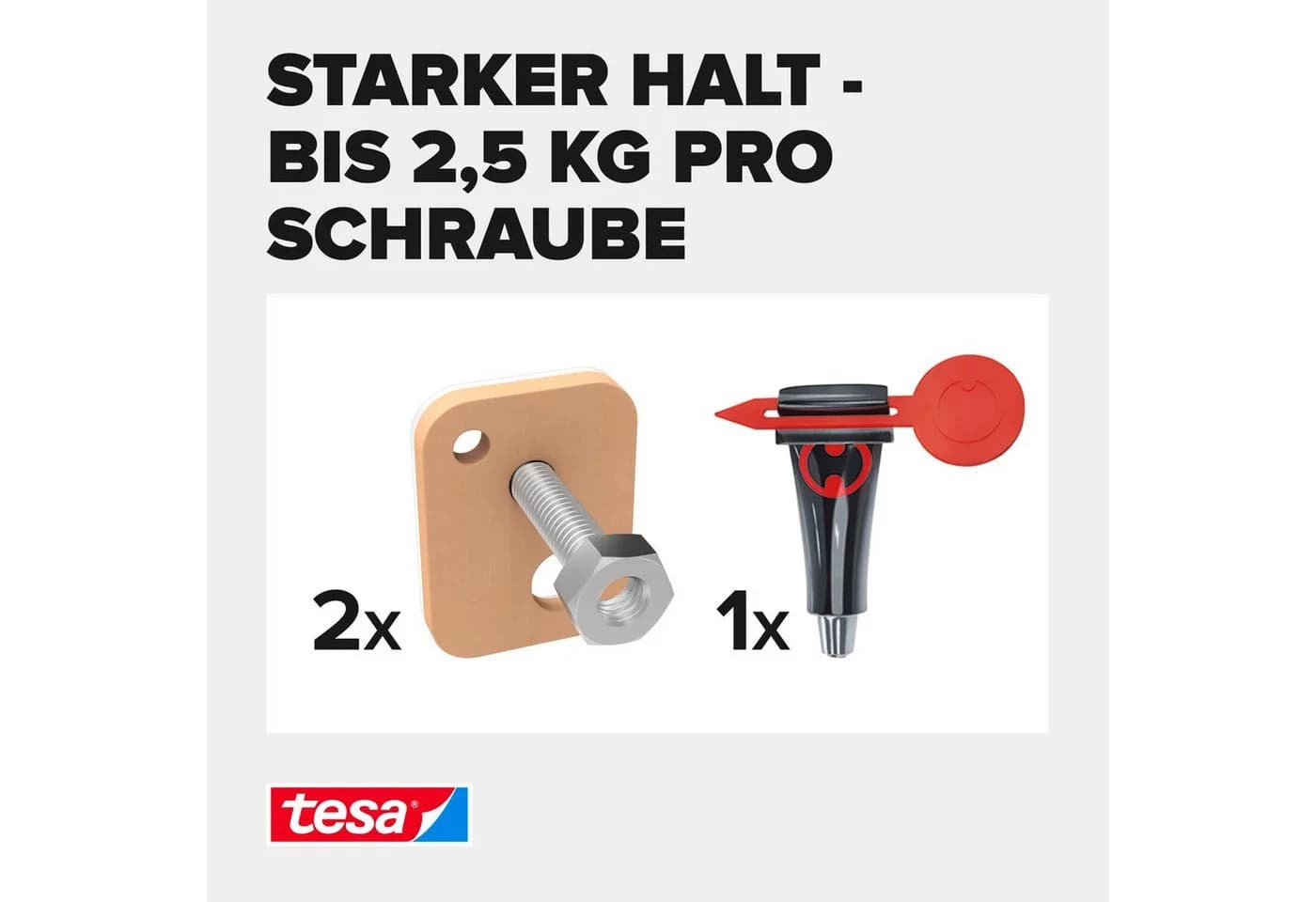 tesa Klebeschraube 2x für Mauerwerk & Stein 2,5 kg Haltekraft - Bild 3
