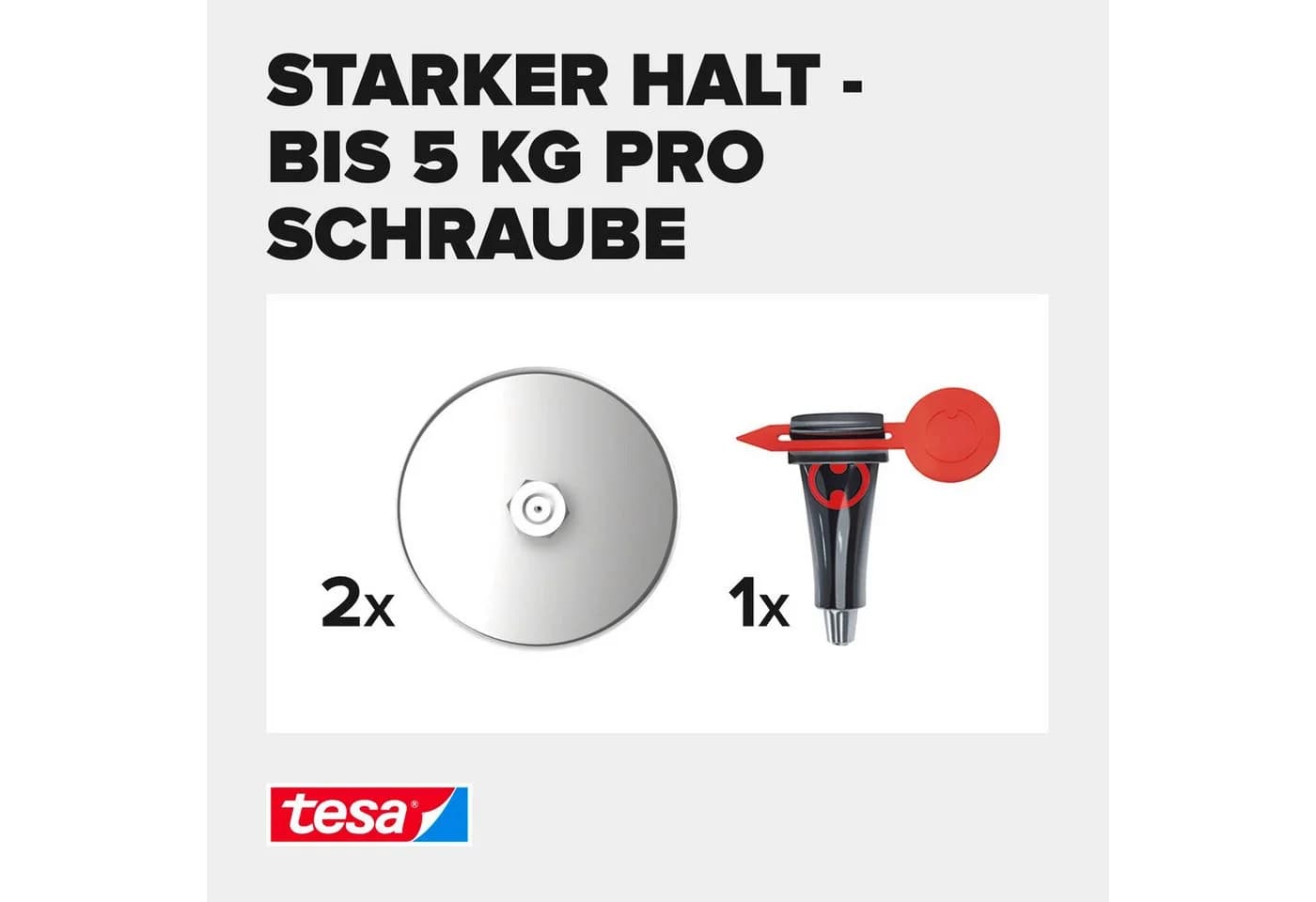 tesa Klebeschraube 2er Pack Silber Mauerwerk & Stein 5 kg Haltekraft - Bild 3