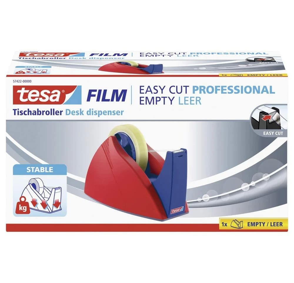 Tesa Tischabroller Easy Cut Professional 57422-00000 Rot/Blau - Bild 2