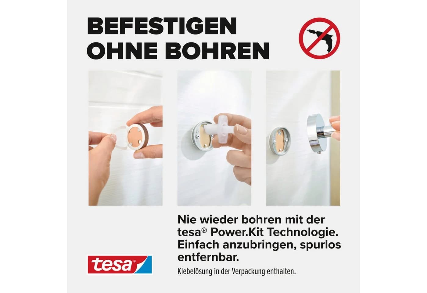 tesa SMOOZ Handtuchhaken ohne Bohren silber glänzend - Bild 4