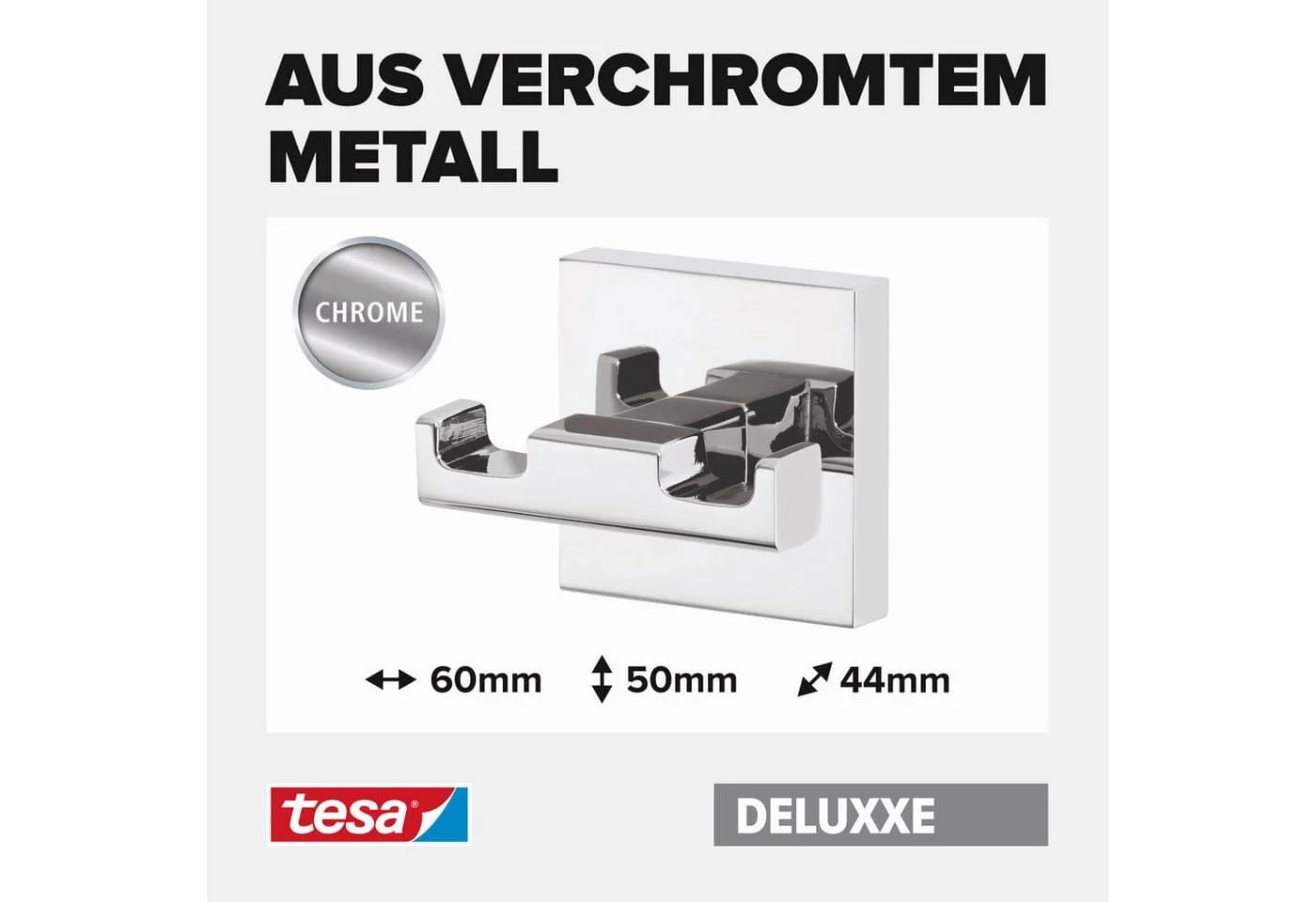 tesa Handtuchhaken DELUXXE Chrom silber glänzend selbstklebend - Bild 3