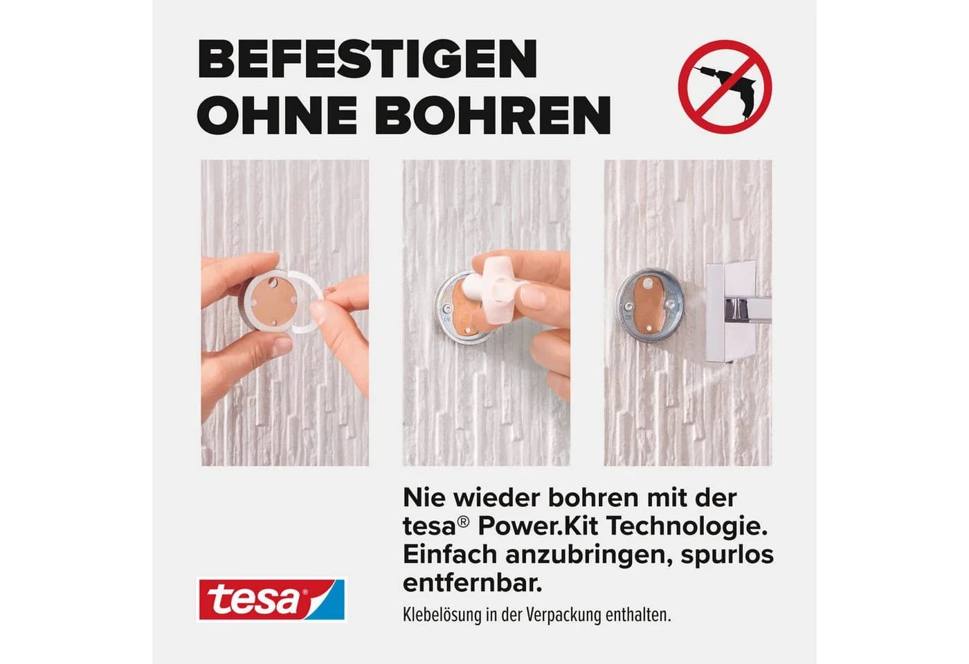 tesa Handtuchhaken DELUXXE Chrom silber glänzend selbstklebend - Bild 5