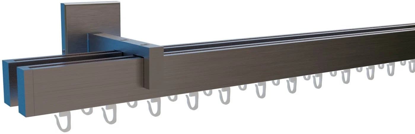 indeko Gardinenstange Bern 2-läufig Aluminium satiniert Innenlauf - Bild 2