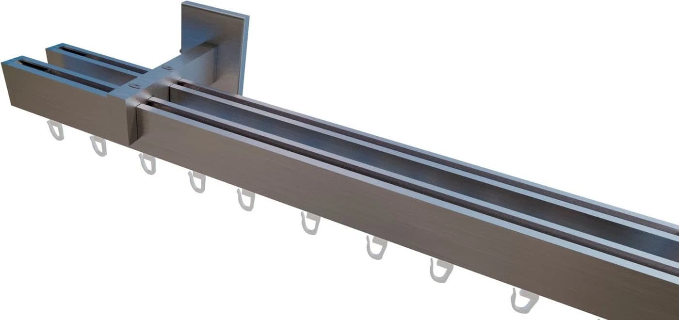 indeko Gardinenstange Bern 2-läufig Aluminium satiniert Innenlauf - Bild 3