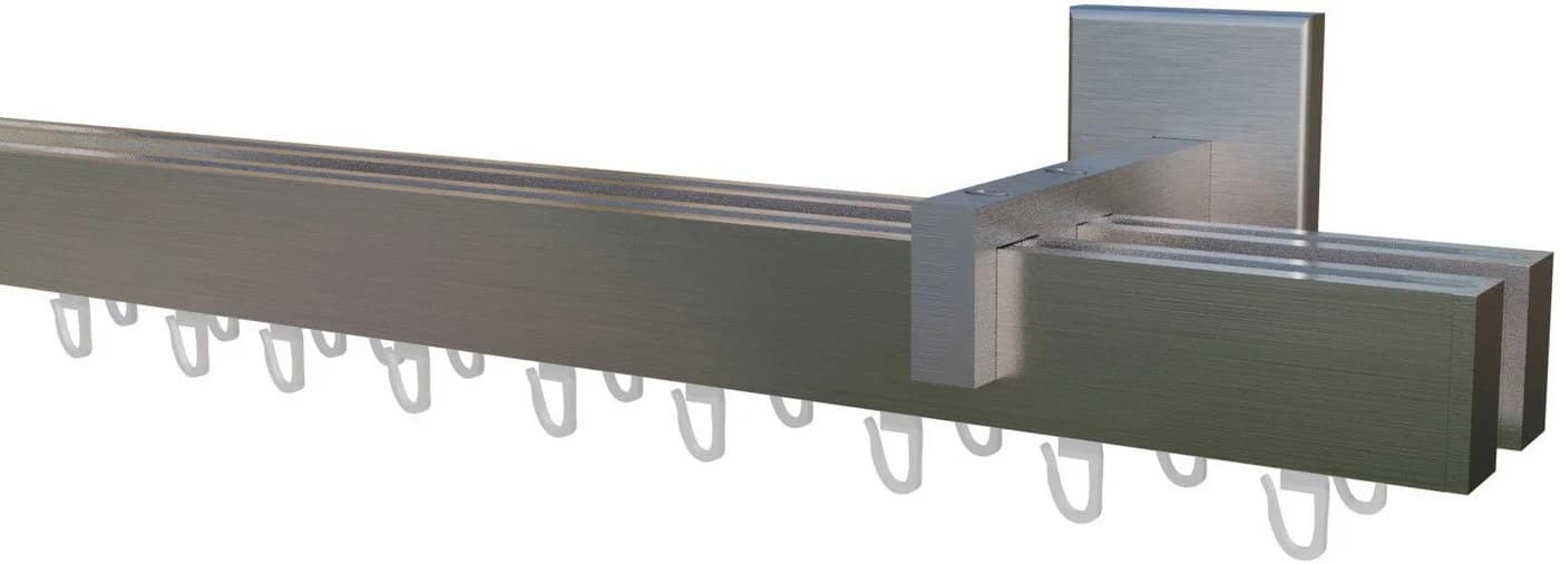 indeko Gardinenstange Bern 2-läufig Aluminium satiniert Innenlauf - Bild 4