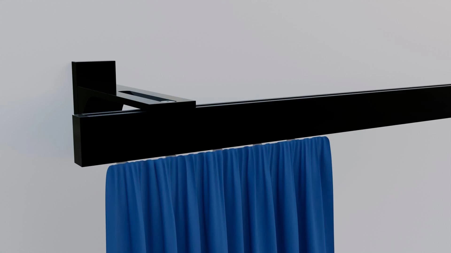 INDEKO Gardinenstange Bern Schwarz Aluminium Komplett-Set