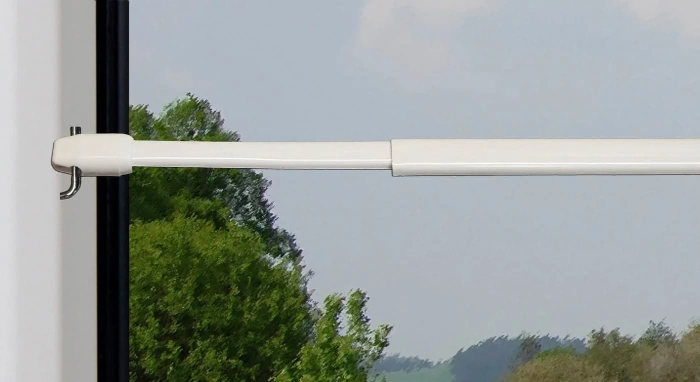 Indeko Scheibenstange Ausziehbar 1-läufig, 2 Stück, Weiß, Ø 11mm, Eisen