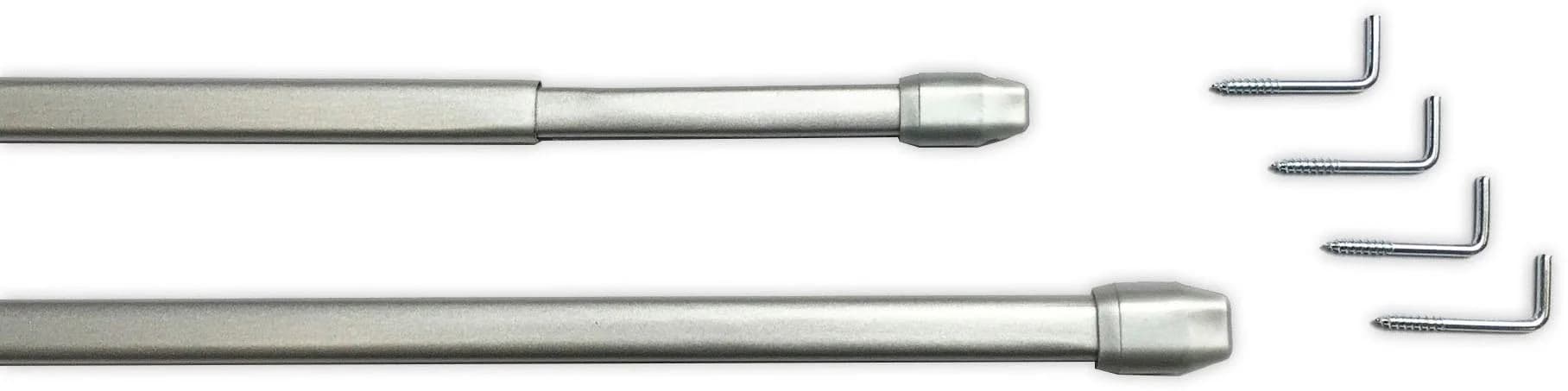 Indeko Scheibenstange Ausziehbar 1-Läufig 2 Stück Silber Eisen Gardinenstangen