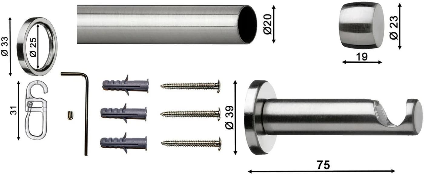 INDEKO Gardinenstange Linz Komplett-Set Silber 160cm - Bild 3