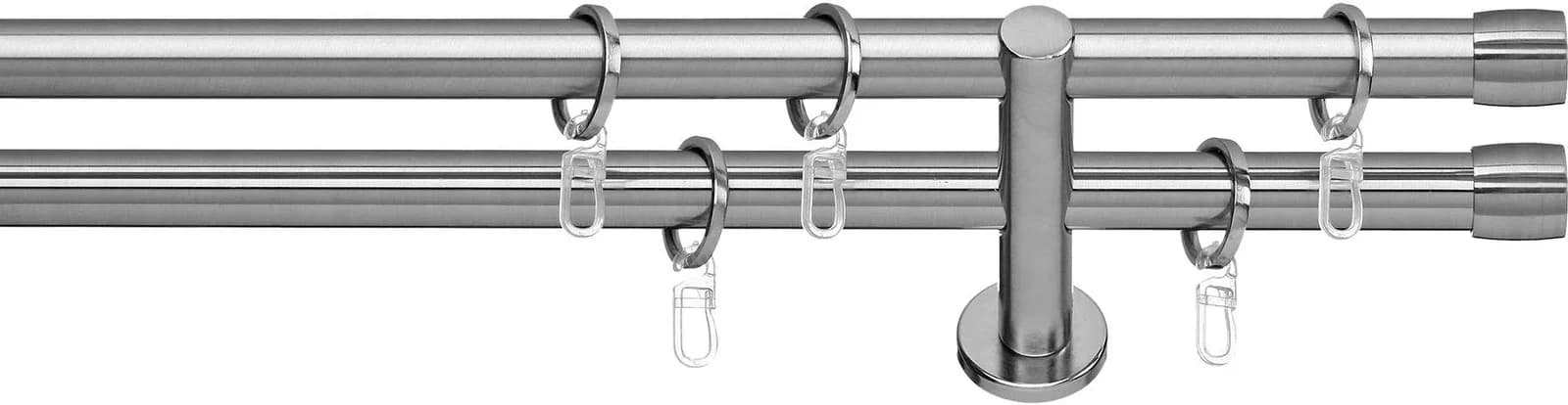 INDEKO Gardinenstange Linz Silber 370cm Komplett-Set