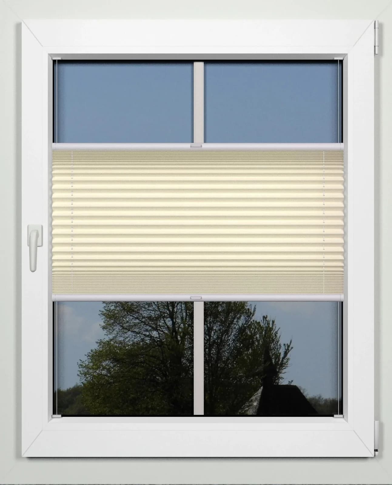 Plissee INDEKO Simple Beige Weiß Maßanfertigung