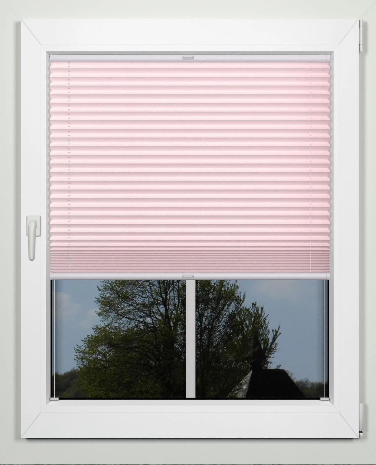 INDEKO Plissee Simple Rosa Weiß Maßanfertigung
