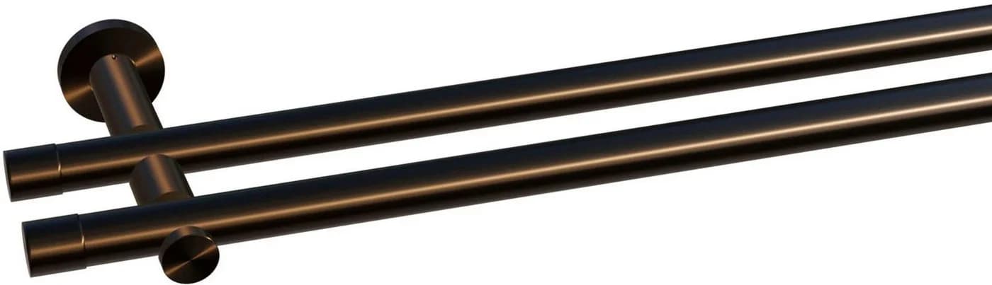 indeko Gardinenstange Linz 20mm Edelstahl Optik 2-läufig Komplett-Set - Bild 2
