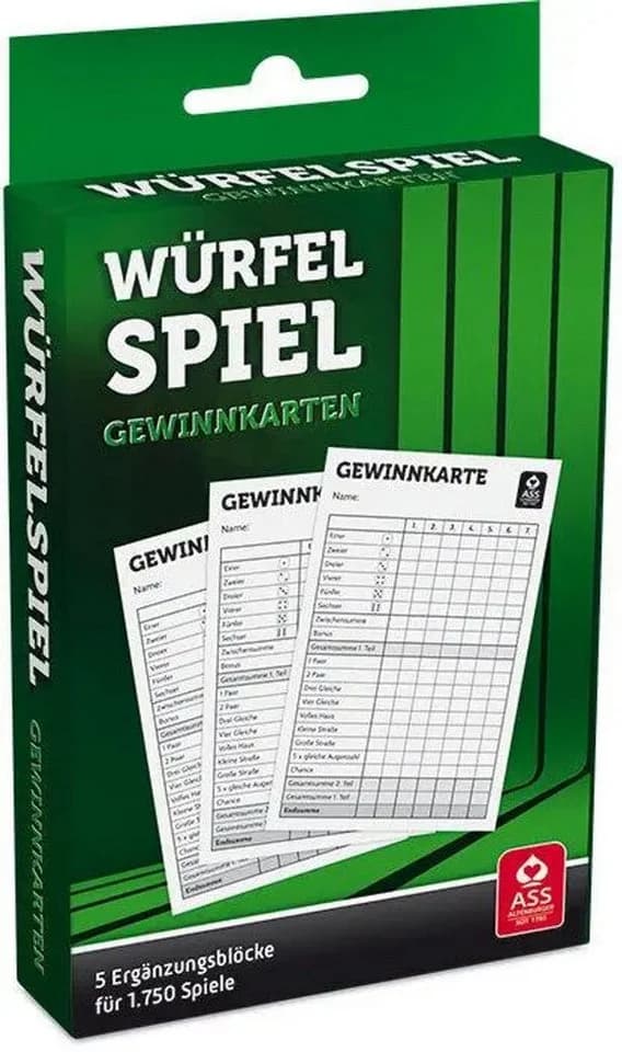 ASS Altenburger Yatzy-Yatze Spielblock Gewinnkarten 5er Packung 1750 Spiele Deutsch