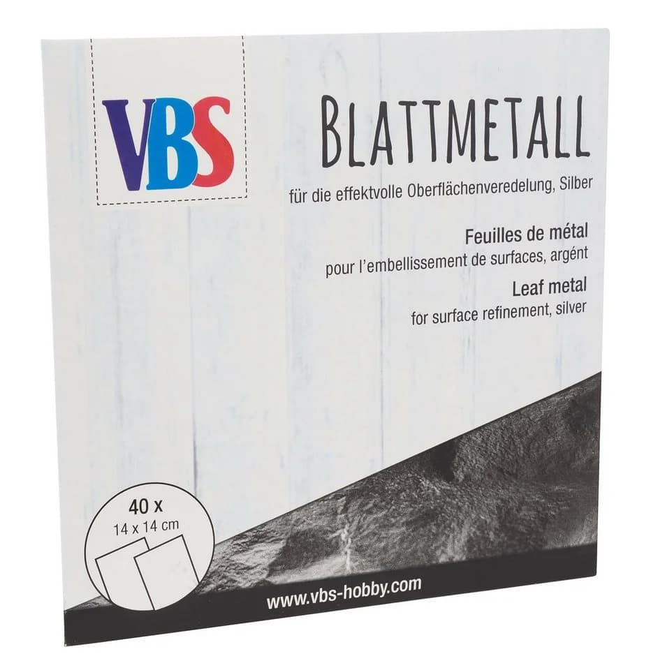 VBS XXL Blattmetall Silber und Gold 14x14 cm 40 Blatt - Bild 2