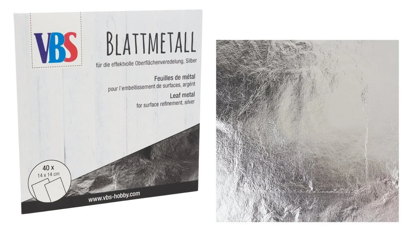 VBS XXL Blattmetall Silber und Gold 14x14 cm 40 Blatt - Bild 3