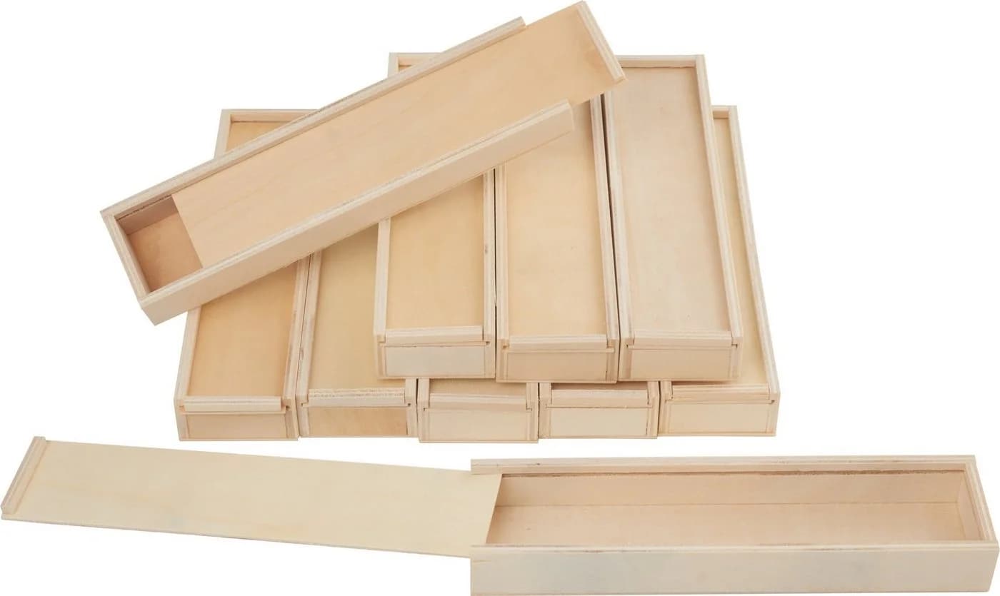 VBS XXL Aufbewahrungsbox mit Schiebedeckel, 10 Stück Sperrholz