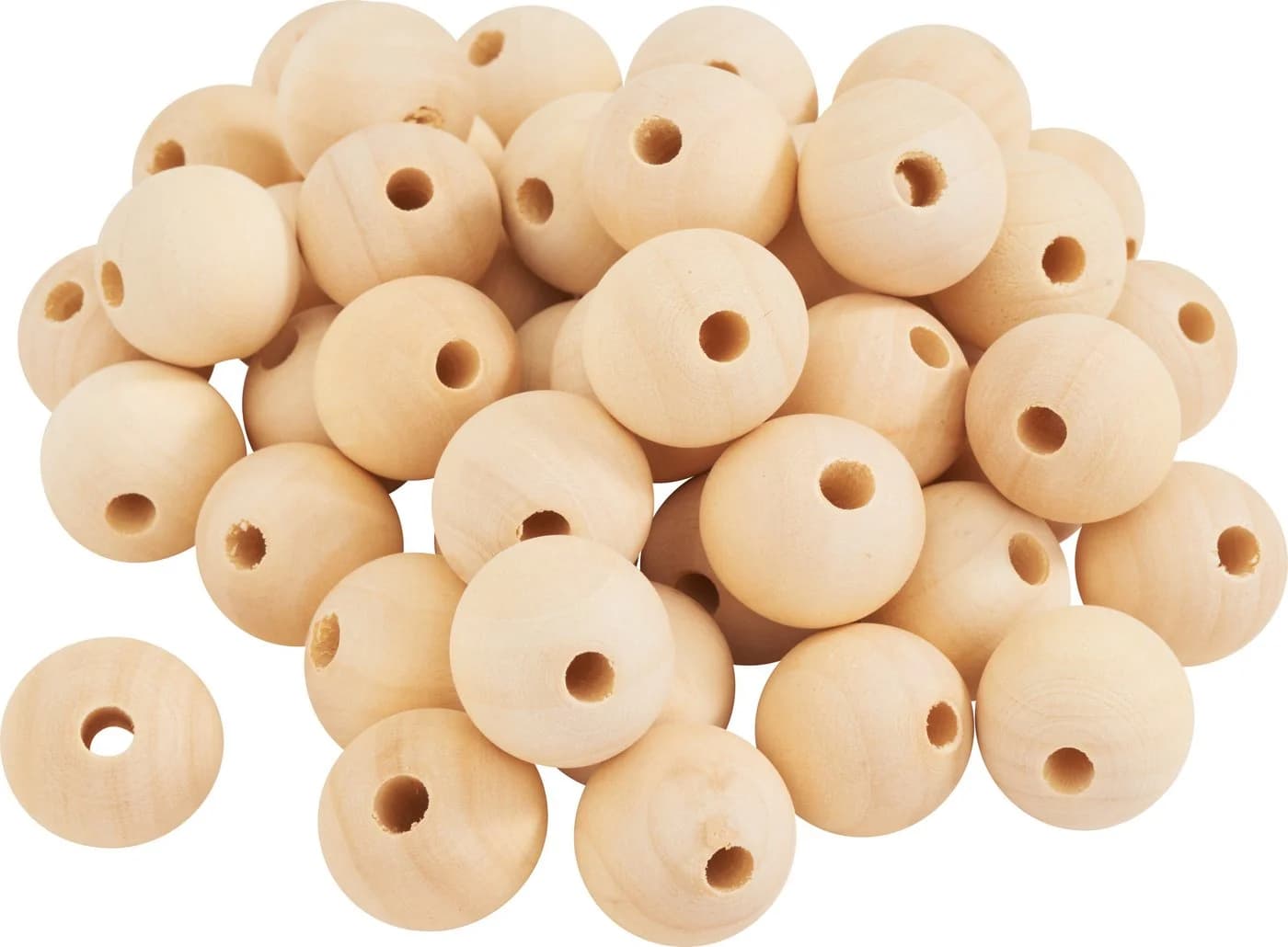 VBS XXL Bastelperlen Holzkugeln 50-tlg. Durchgebohrt