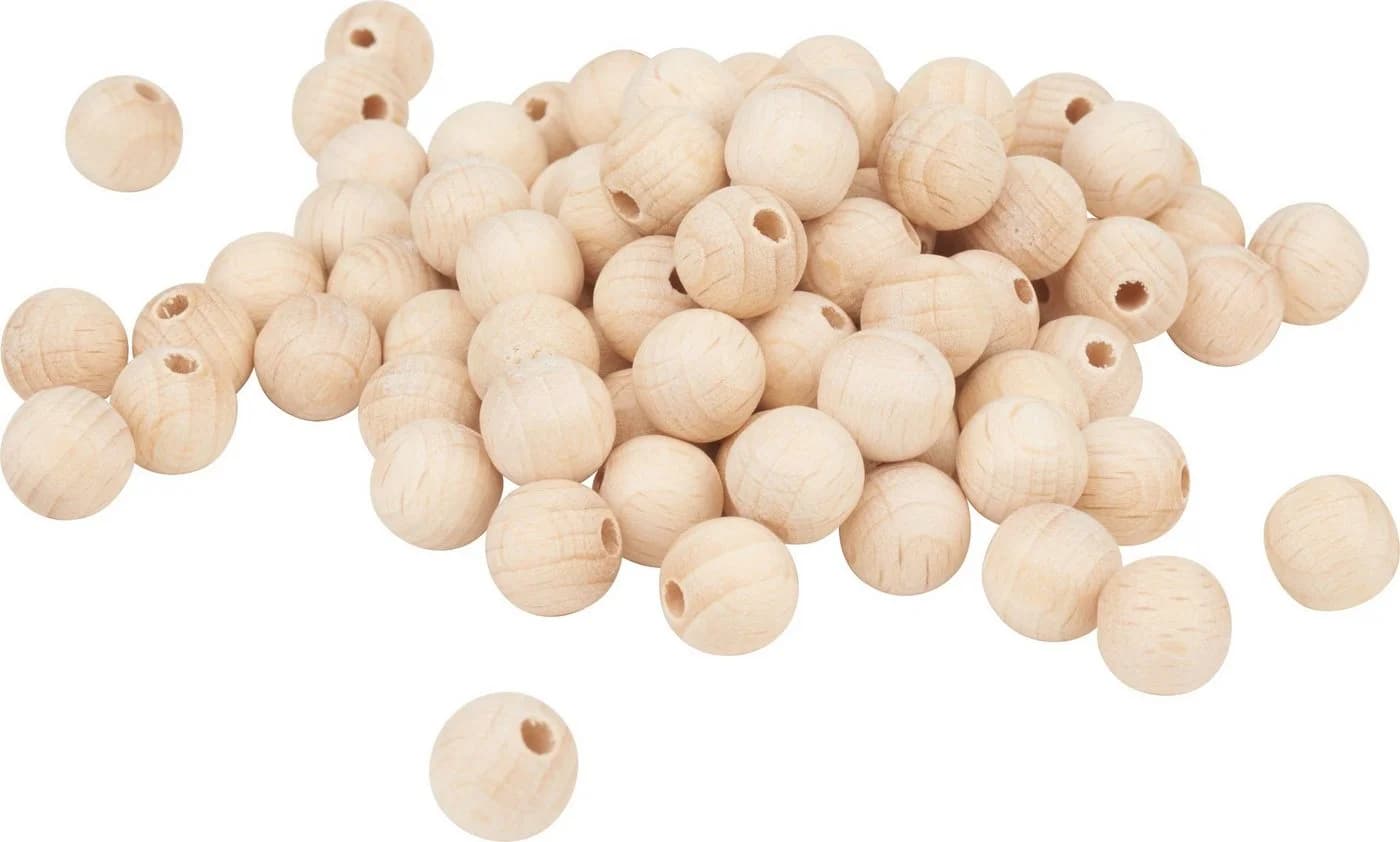 VBS Bastelperlen Holzkugeln 100-tlg. Halbgebohrt Ø 10 mm Buchenholz