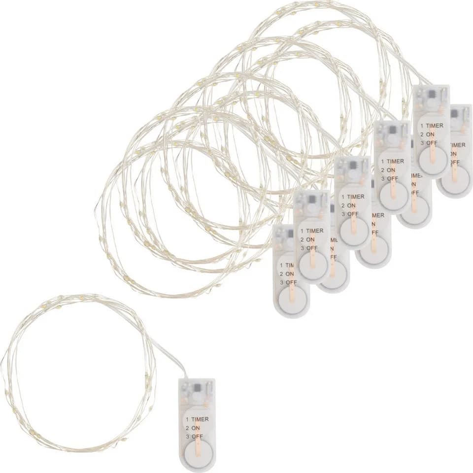 VBS XXL Lichterkette Micro-LED 10er Pack mit Timer Weiß