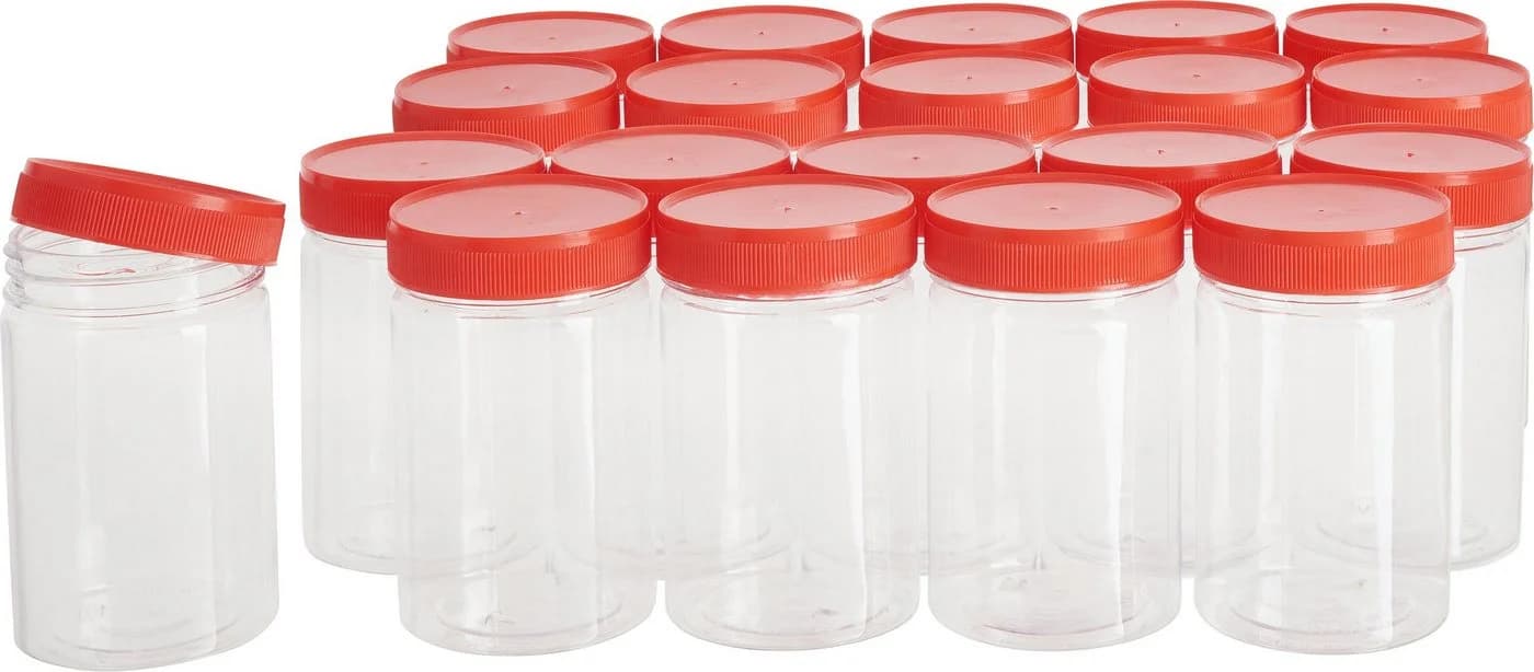 VBS XXL Aufbewahrungsbox 200 ml 20er-Pack Transparent Rot