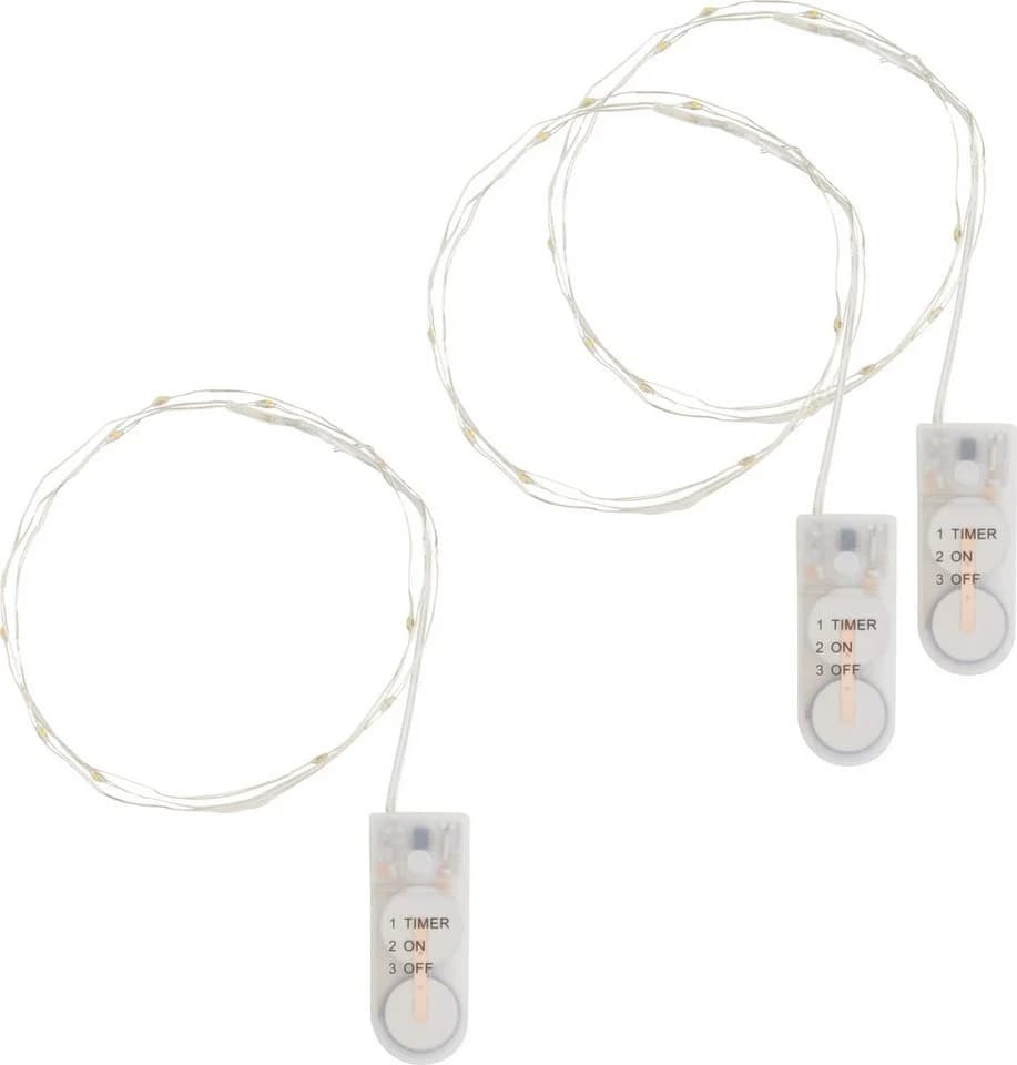 VBS Lichterkette 10 LEDs 3er-Pack mit Timer Warmweiß