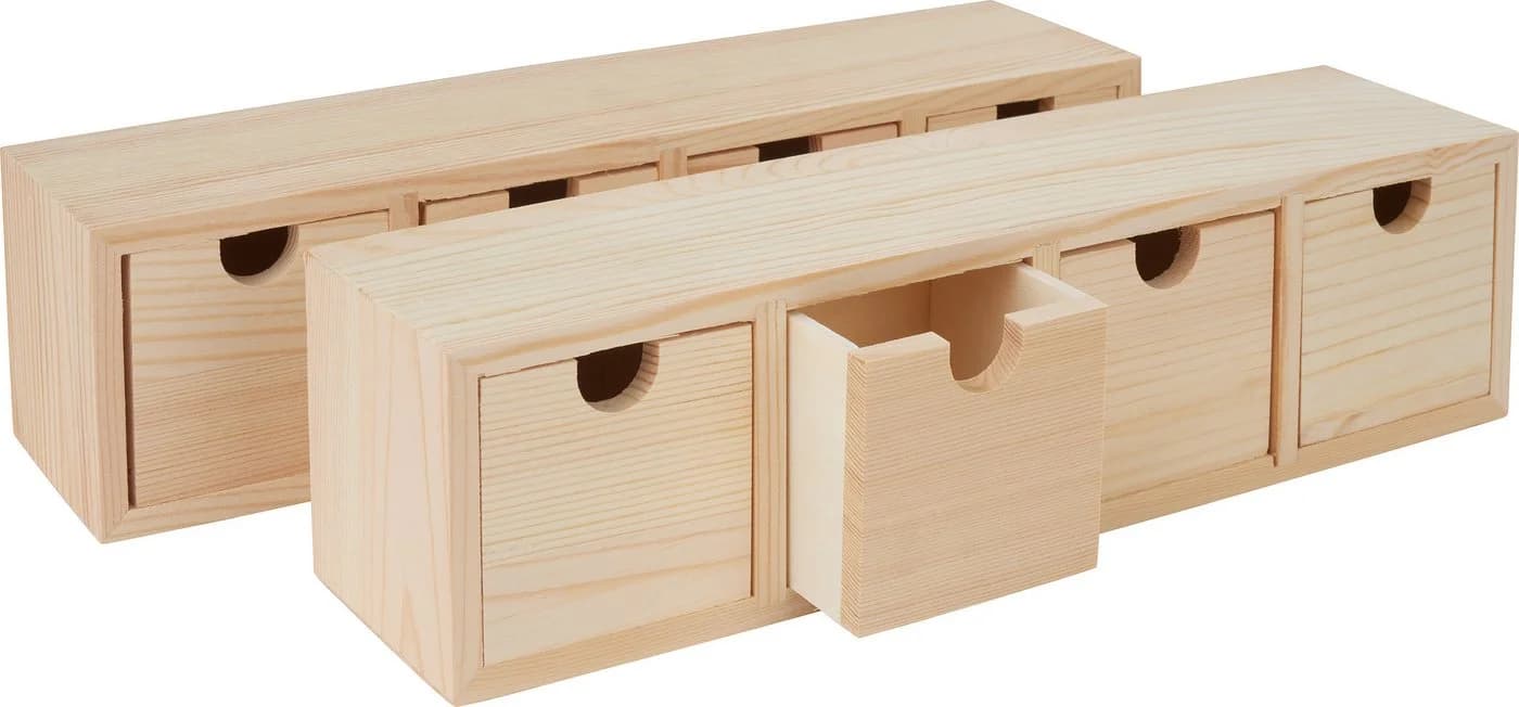 VBS Aufbewahrungsbox Schubladenbox 2er-Pack Kiefernholz