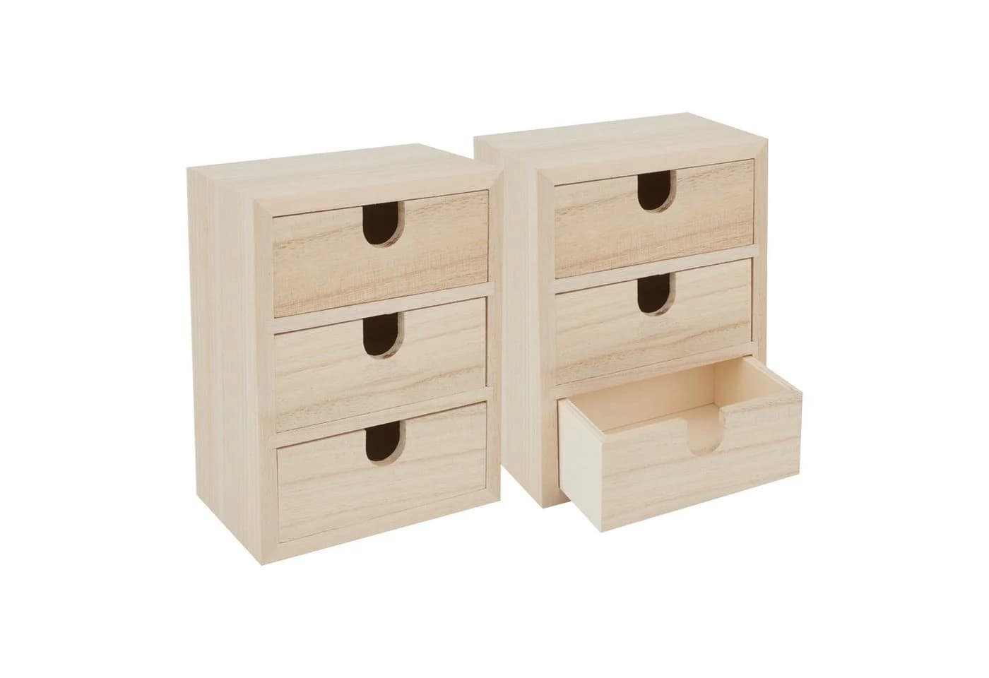 VBS Aufbewahrungsbox Mini-Schränkchen 2er-Pack Rohholz