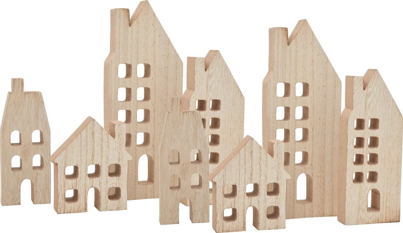 VBS 8er-Set Häuser-Silhouetten aus MDF-Holz mit Fenster