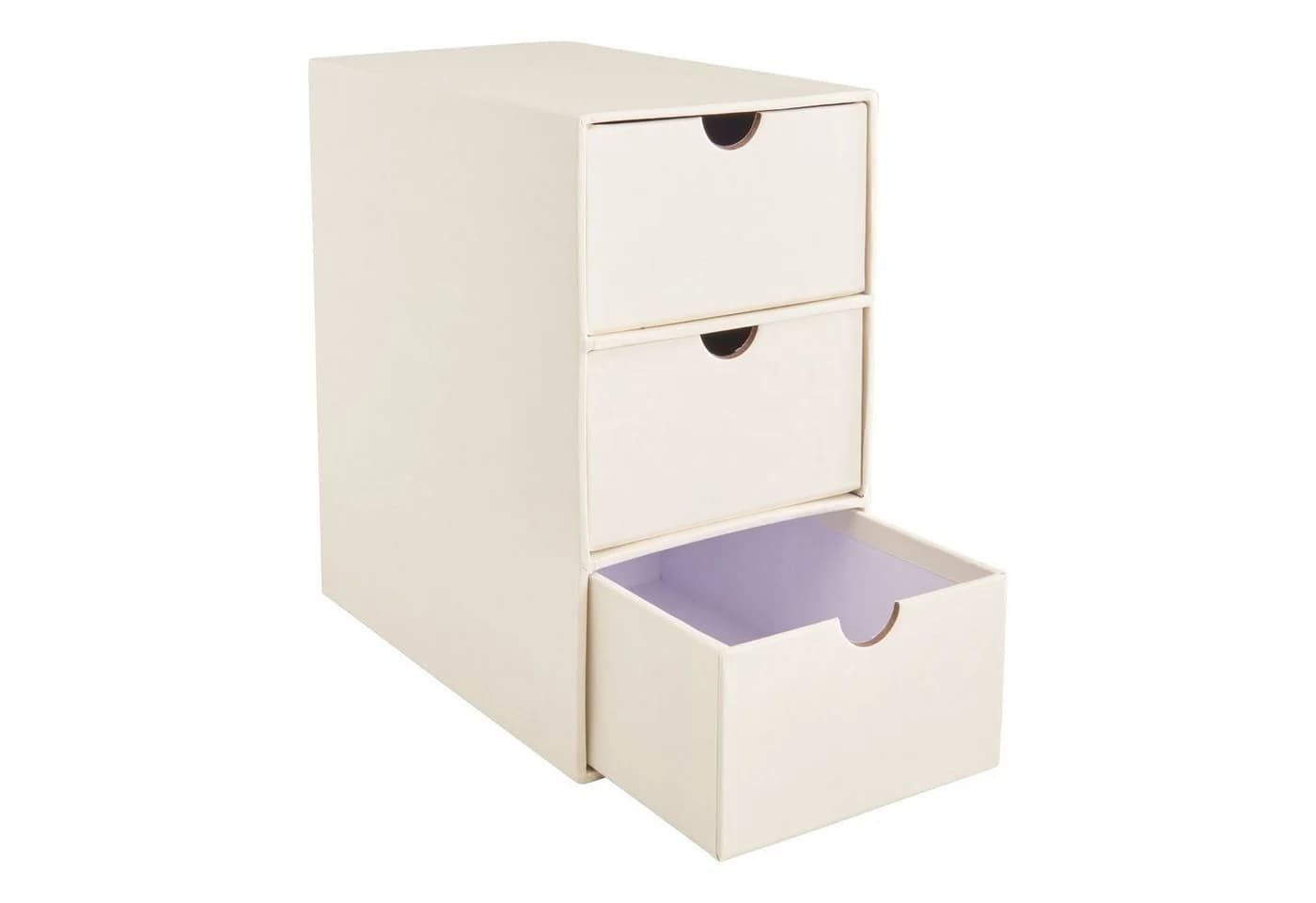 VBS Aufbewahrungsbox Schubladenbox 3-schübig Creme-Weiß Set 4 St