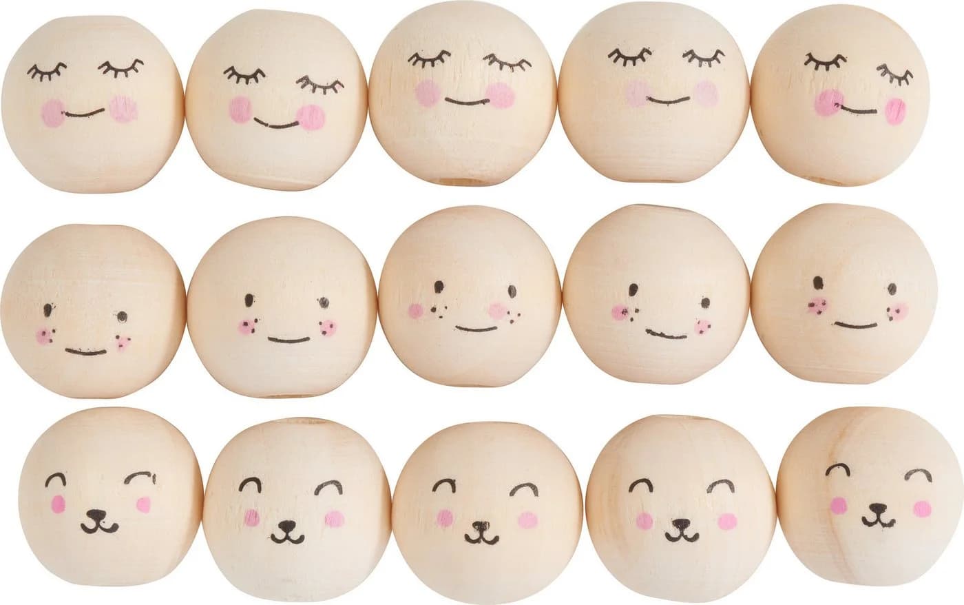 VBS Dekofigur Smart Faces Holzköpfe Ø 15 mm Beige 15 St.