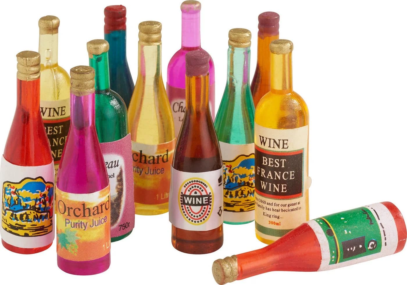 VBS Dekofigur Flaschen 12 Stück Glas Bunt