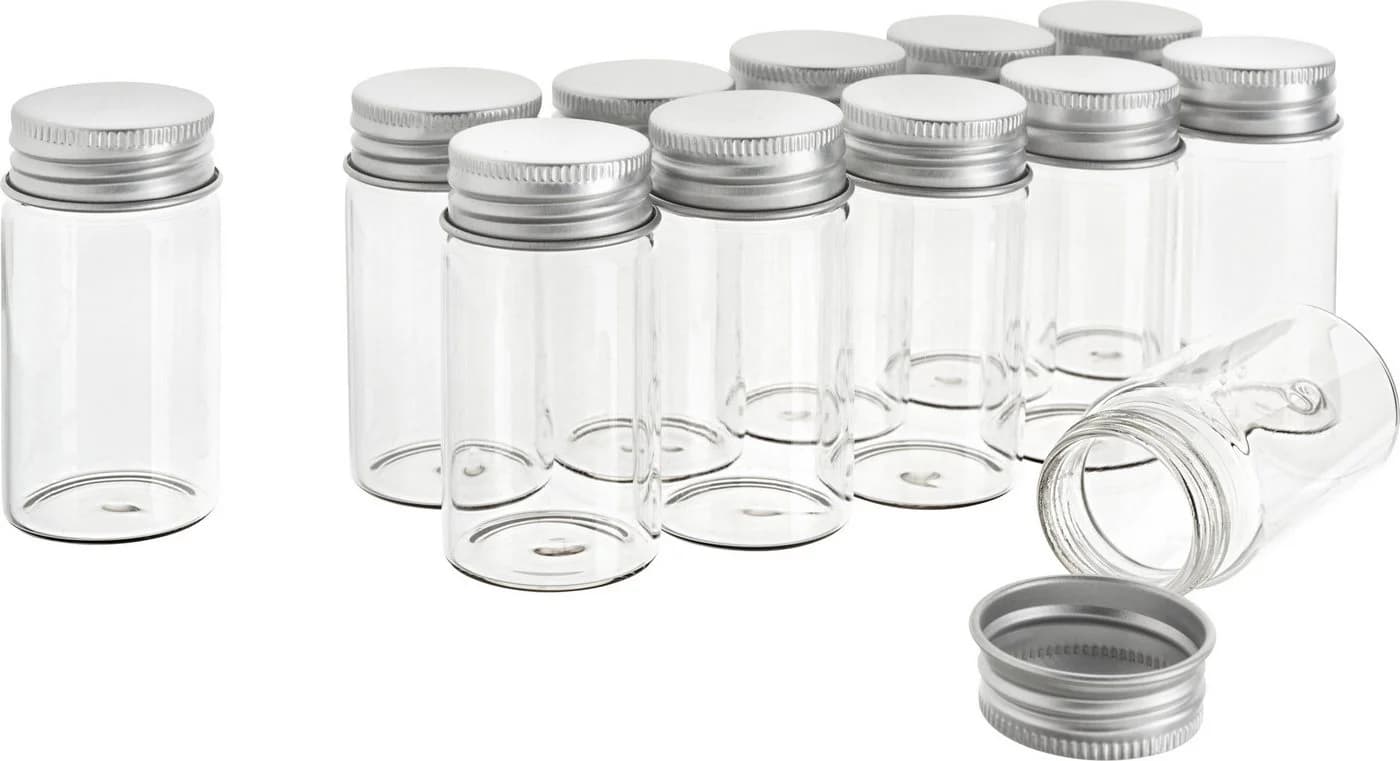 VBS 12er Set Deko-Gläser Klarglas Schraubverschluss 25 ml