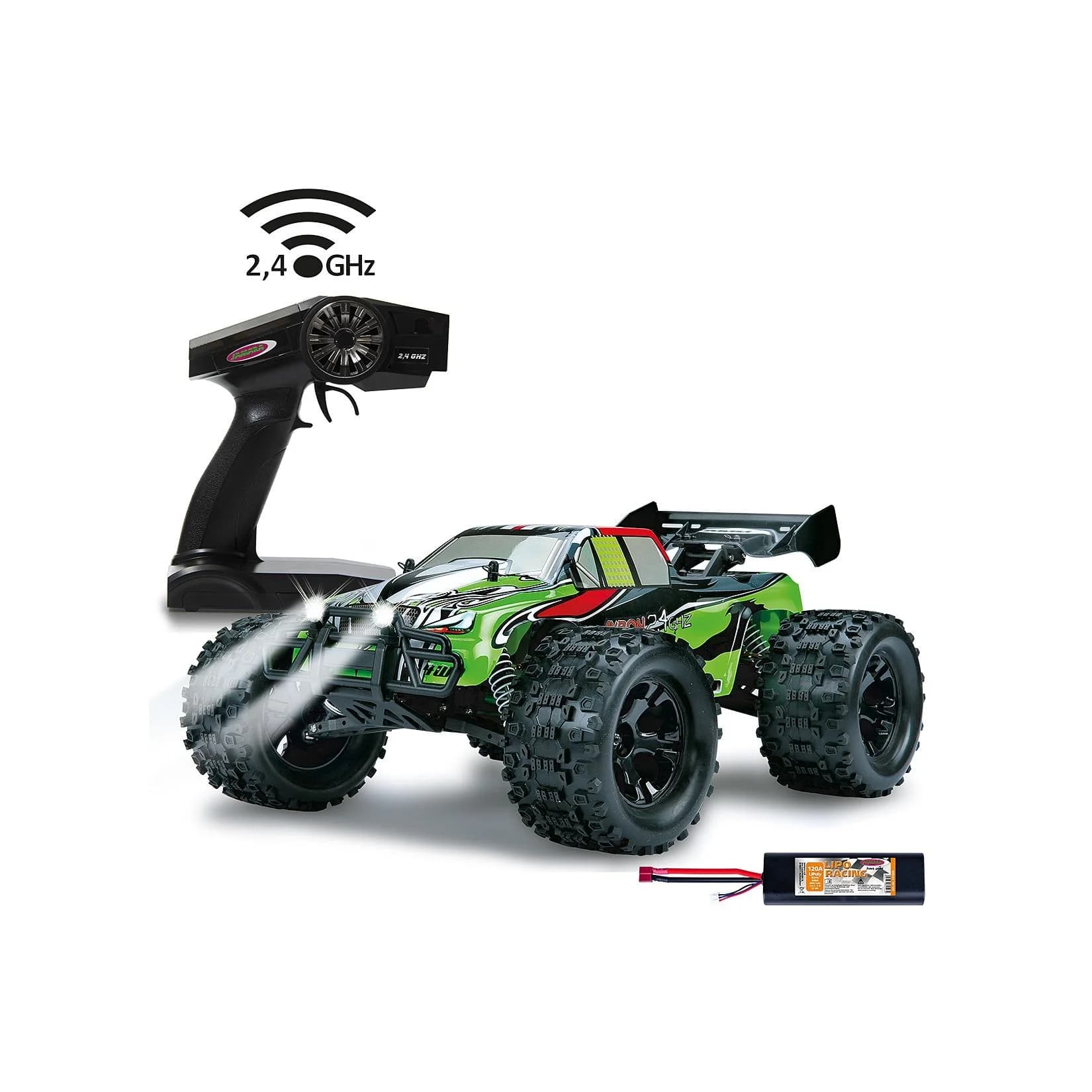 Jamara RC-Monstertruck Akron Monstertruck BL 4WD, 1:10, 2,4 GHz, Wheelybar