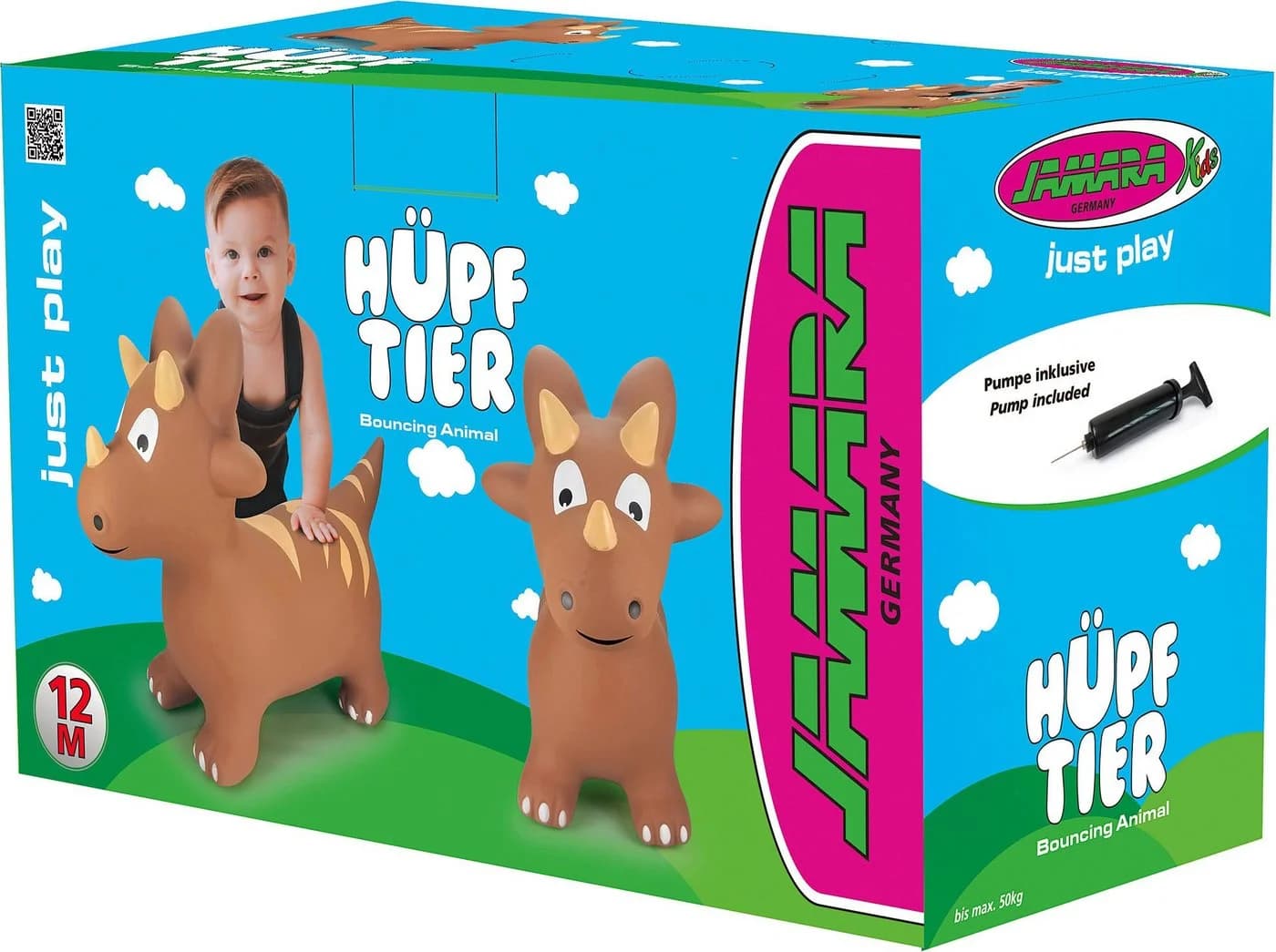 Jamara Hüpftier Dino inkl. Luftpumpe - Robustes Hüpfspielzeug für Kinder