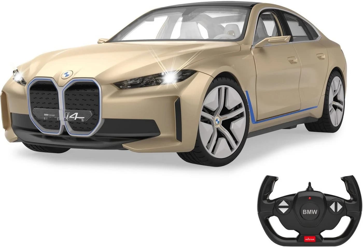 Jamara RC-Auto BMW i4 Concept 1:14 Goldfarben LED-Licht Innenbeleuchtung