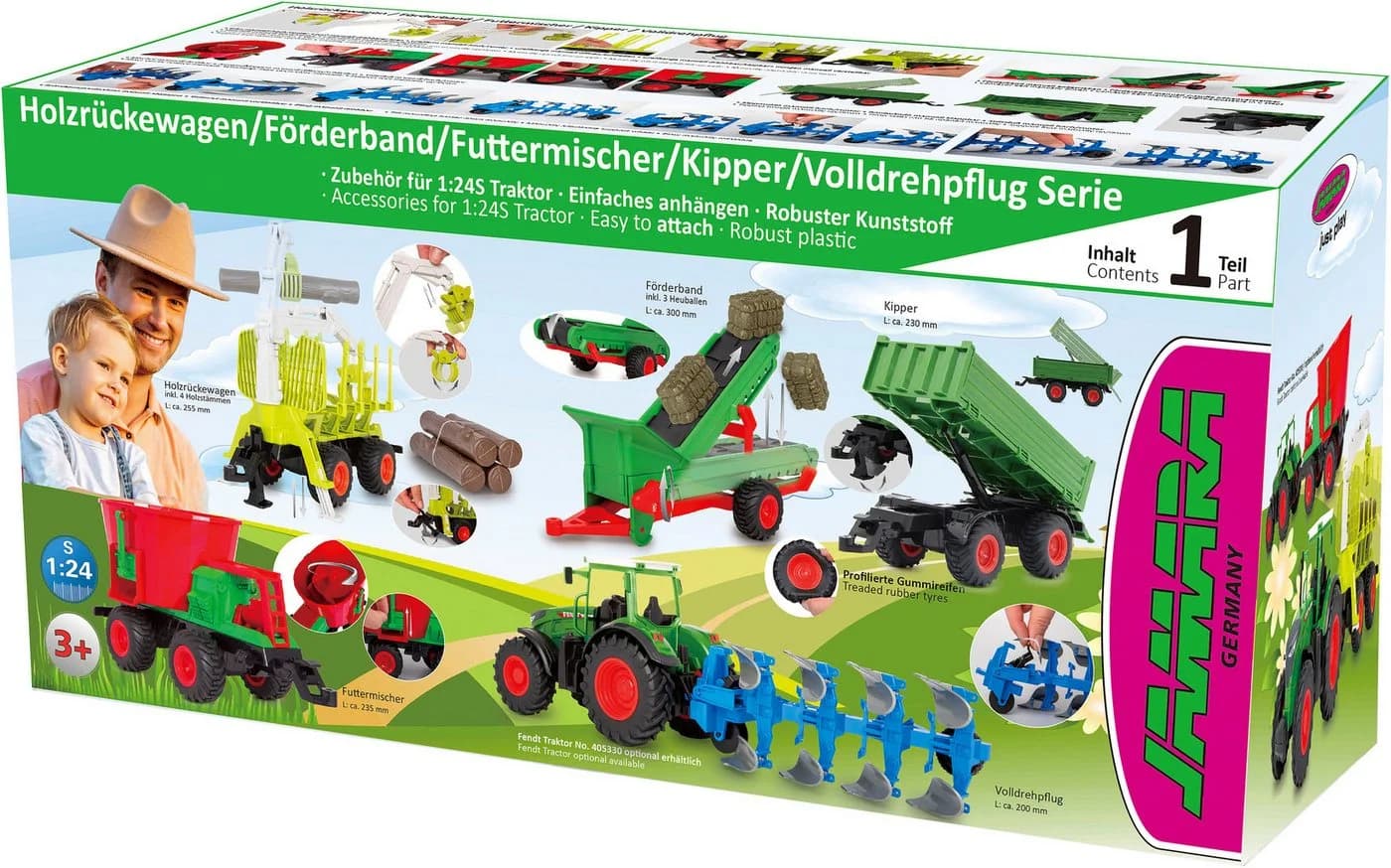 Jamara Holzrückewagen mit Kranarm 1:24S