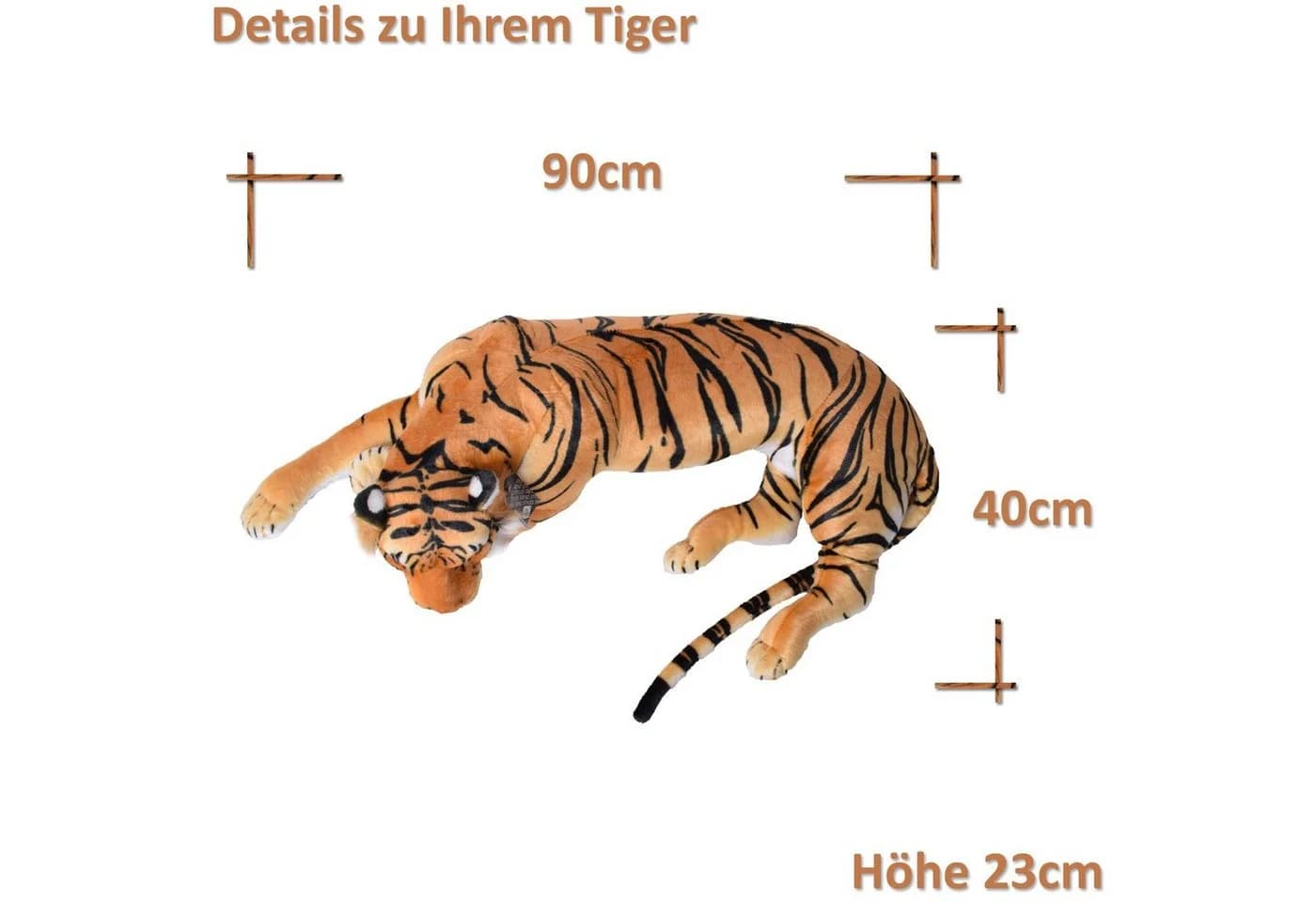 TE-Trend Kuscheltier Tiger 90cm XXL Plüschtier Raubkatze Großkatze Stofftier - Bild 4