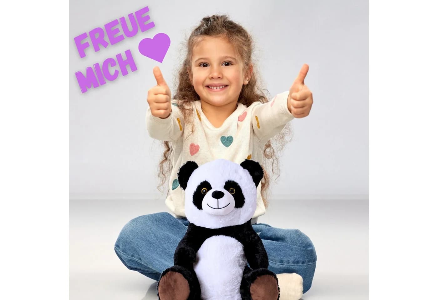 TE-Trend Kuscheltier Panda 30 cm Plüschtier Bär Schwarz - Bild 3